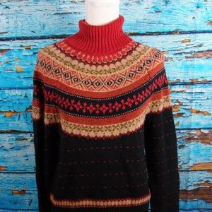 EUC Evan Picone Fair Isle Turtleneck Size Medium
